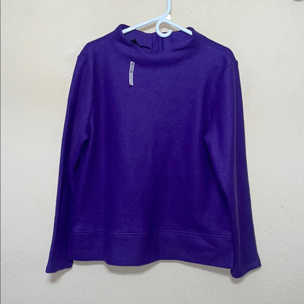 Talbots button back funnel neck Purple Long Sleeve sweater